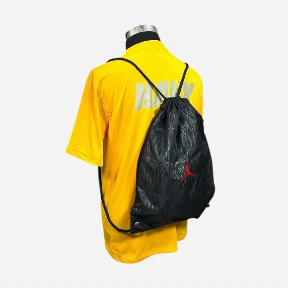 Jordan Jump Man Black Pattern Padded Drawstring Gym Bag